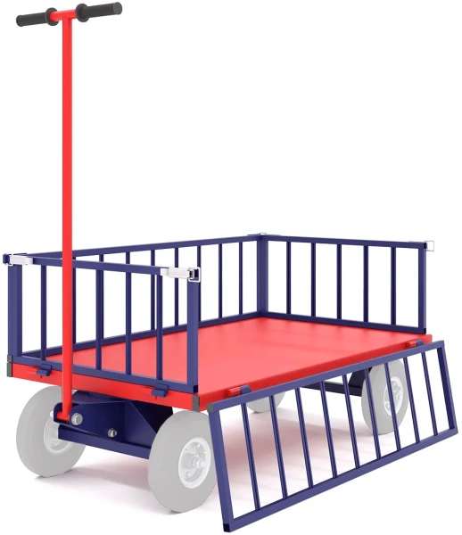 Тележка платформенная четырёхколёсная, усиленная, с поворотной осью ТПОБ 5 Т (700х1200х300) без колёс